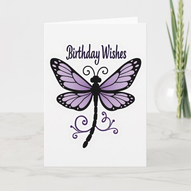 Tarjeta de cumpleaños de mariposa lavanda (Anverso)