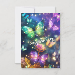 Tarjeta de cumpleaños de mariposa mágica colorida