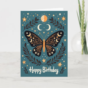 Tarjeta de cumpleaños de mariposa mística