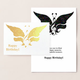 Tarjeta de cumpleaños de mariposa musical