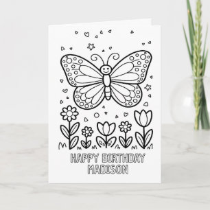 tarjeta de cumpleaños de mariposa plegable para co