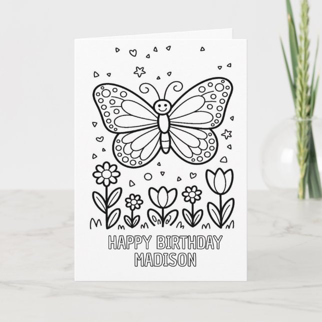 tarjeta de cumpleaños de mariposa plegable para co (Anverso)