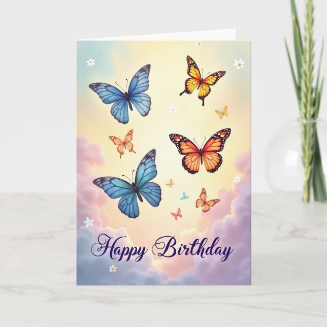 Tarjeta de cumpleaños de mariposa soñadora (Anverso)