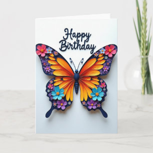 Tarjeta de cumpleaños de mariposa vibrante