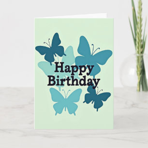 Tarjeta de cumpleaños de mariposa y menta