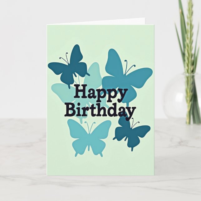 Tarjeta de cumpleaños de mariposa y menta (Anverso)
