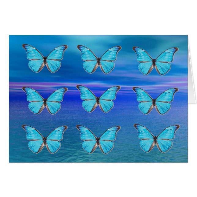 Tarjeta de cumpleaños de mariposas azules (Anverso (Horizontal))