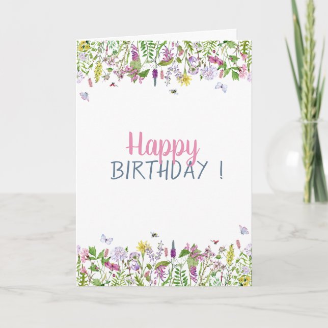 Tarjeta de cumpleaños de mariposas de prado chic (Anverso)