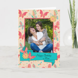 Tarjeta de cumpleaños de mariposas Verde azuladas 