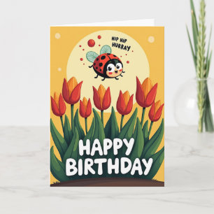 Tarjeta de cumpleaños de mariquita alegre