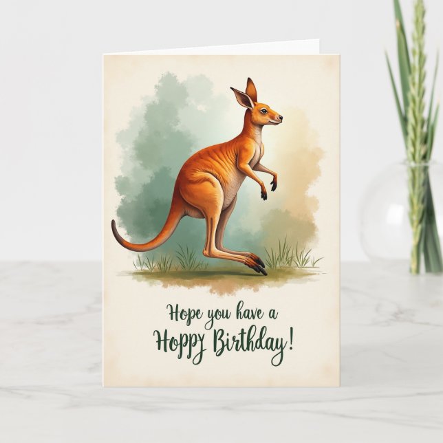Tarjeta de cumpleaños de marsupial artístico (Anverso)