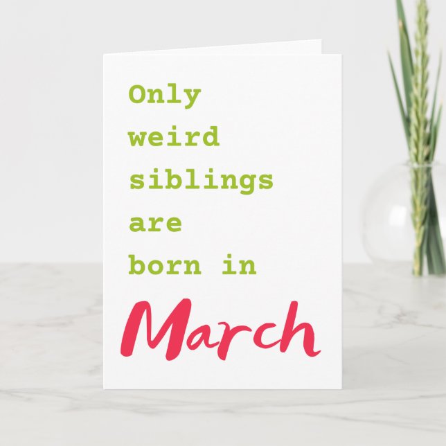 Tarjeta de cumpleaños de Marzo de la hermana del h (Anverso)