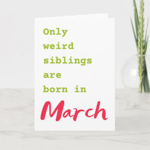 Tarjeta de cumpleaños de Marzo de la hermana del h