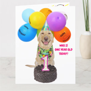 Tarjeta de cumpleaños de Mascota Cute de un año