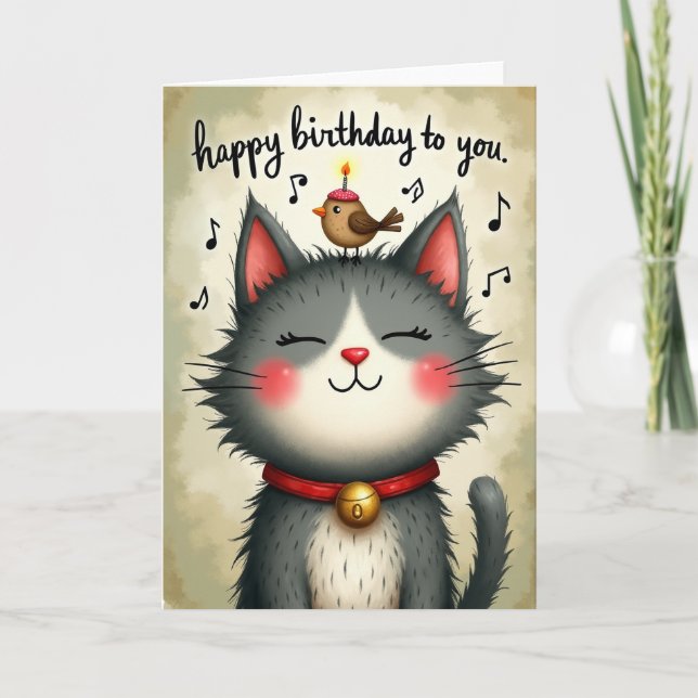 Tarjeta de cumpleaños de mascota musical (Anverso)