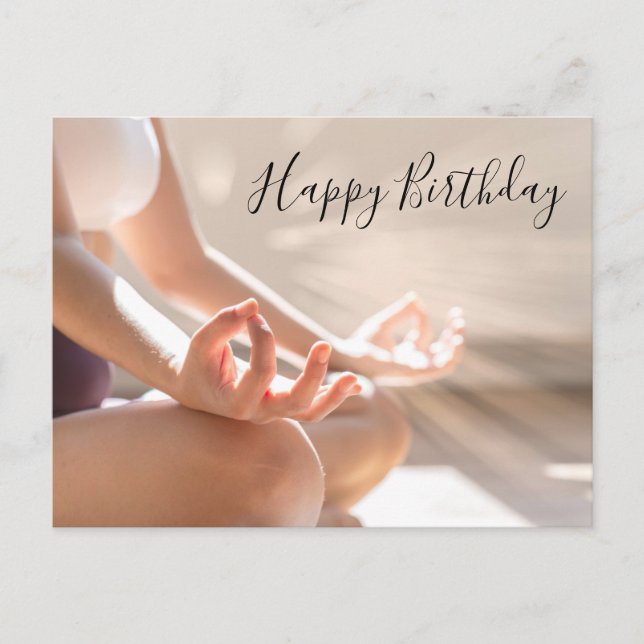 Tarjeta de cumpleaños de meditación de yoga el ded (Anverso)