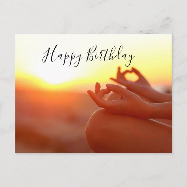 Tarjeta de cumpleaños de meditación de yoga el ded (Anverso)