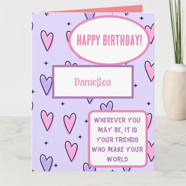 Tarjeta de cumpleaños de mejor amigo personalizado (Anverso)