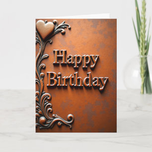 Tarjeta de cumpleaños de metal repujado