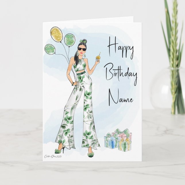 Tarjeta de cumpleaños de moda (Anverso)