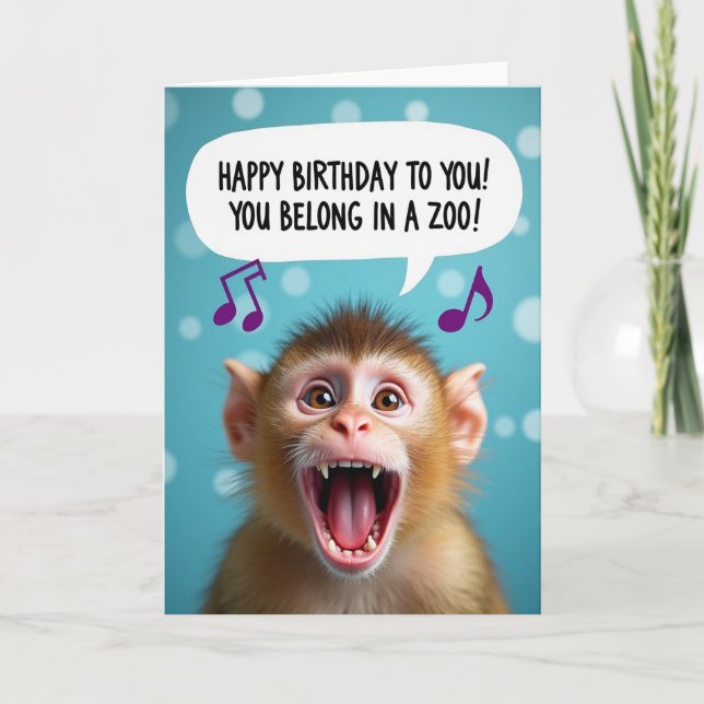 Tarjeta de cumpleaños de mono animado (Anverso)