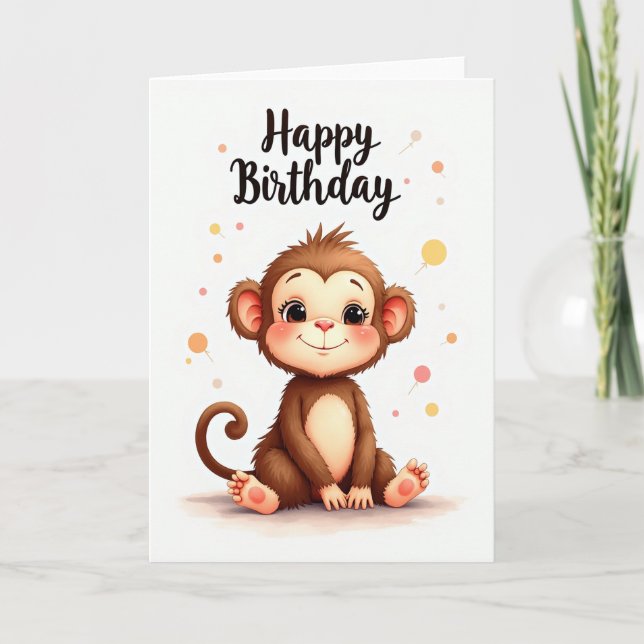 Tarjeta de cumpleaños de mono dulce (Anverso)