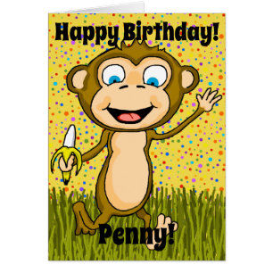 Tarjeta de cumpleaños de mono feliz