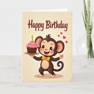 Tarjeta de cumpleaños de mono sonriente