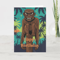 Tarjeta de cumpleaños de mono Tiki