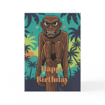 Tarjeta de cumpleaños de mono Tiki