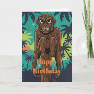 Tarjeta de cumpleaños de mono Tiki