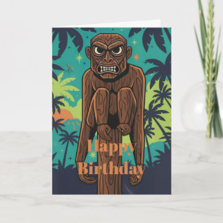 Tarjeta de cumpleaños de mono Tiki