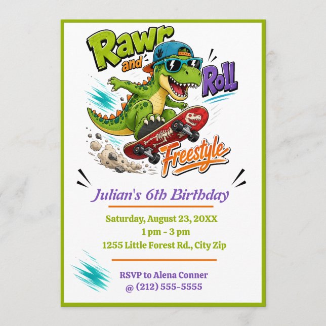 Tarjeta de cumpleaños de monopatín estilo libre de (Anverso)