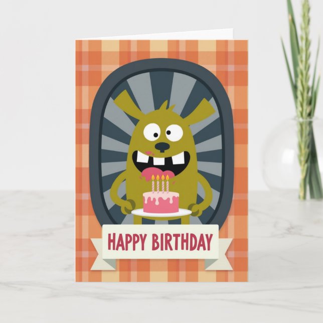 Tarjeta de cumpleaños de monstruo caprichoso (Anverso)