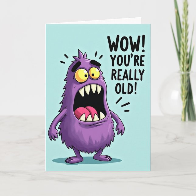 Tarjeta de cumpleaños de monstruo difuso (Anverso)