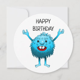 Tarjeta de cumpleaños de monstruo lindo y esponjos