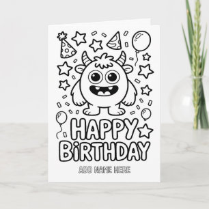tarjeta de cumpleaños de monstruo plegada para col