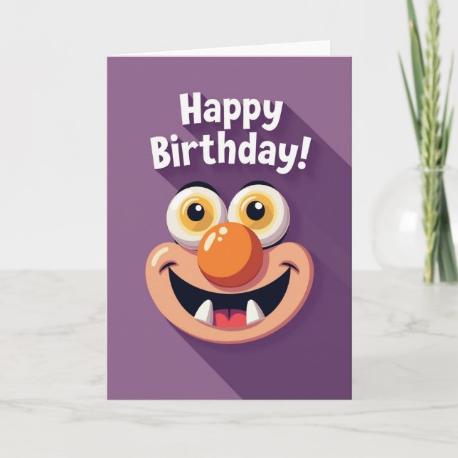 Tarjeta de cumpleaños de monstruo vibrante (Anverso)