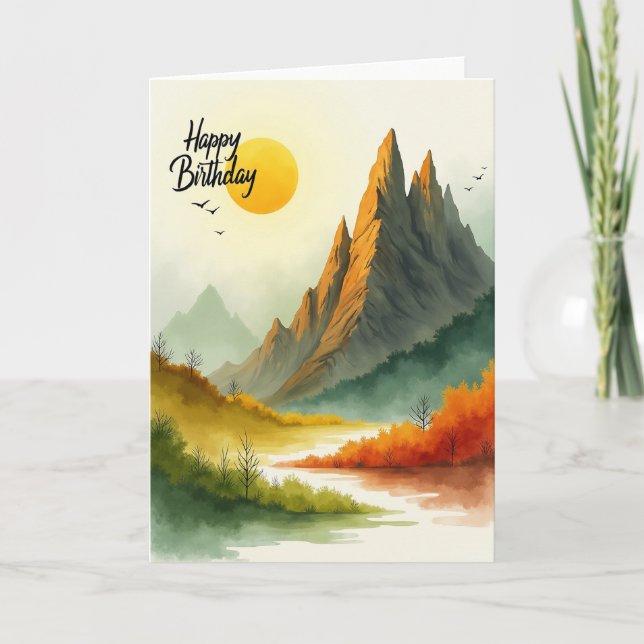 Tarjeta de cumpleaños de montaña (Anverso)