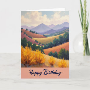 Tarjeta de cumpleaños de montaña pintoresca