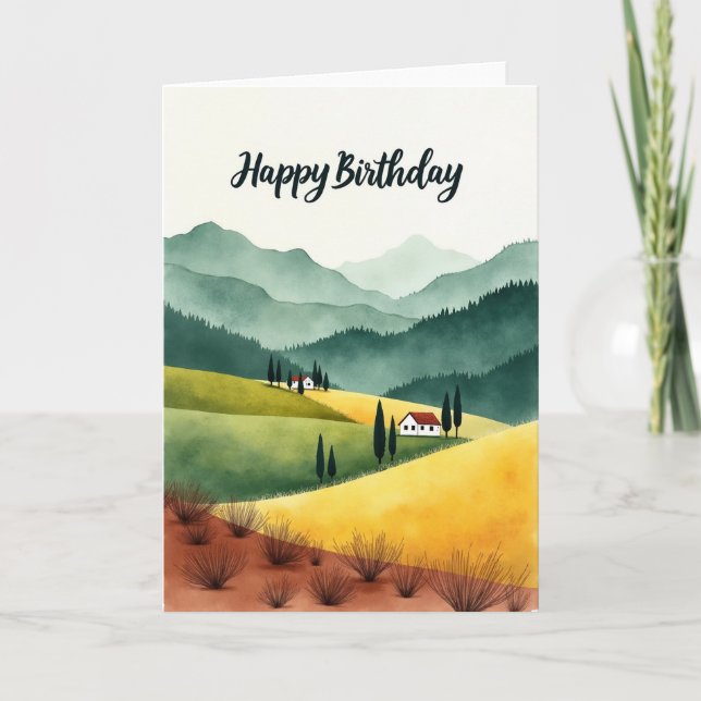 Tarjeta de cumpleaños de montaña rústica (Anverso)