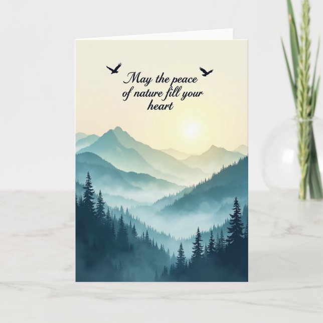 Tarjeta de cumpleaños de montaña serena (Anverso)
