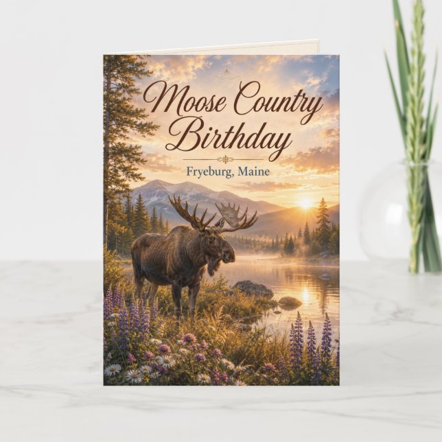 Tarjeta de cumpleaños de Moose Country Fryeburg Ma (Anverso)