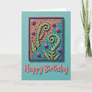 Tarjeta de cumpleaños de mosaico vibrante