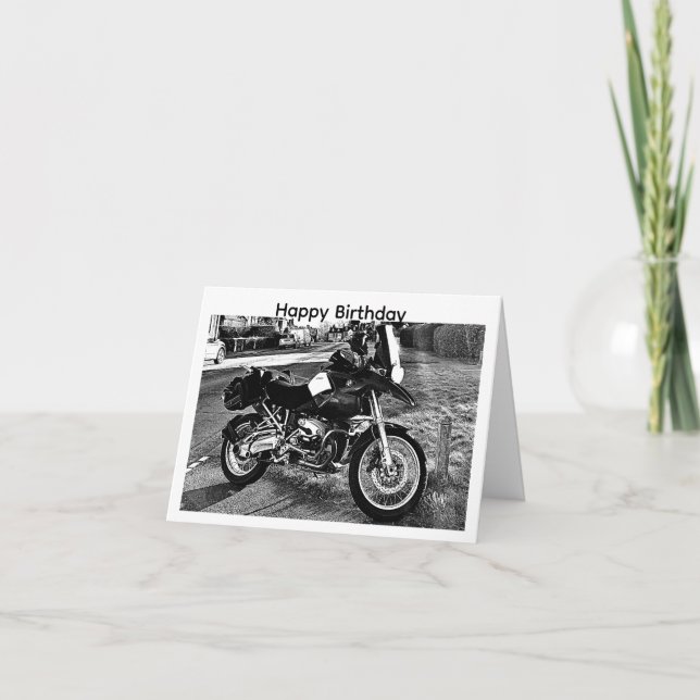 Tarjeta de cumpleaños de moto BMW (Anverso)