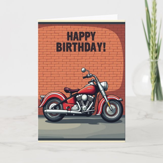 Tarjeta de cumpleaños de motocicleta clásica (Anverso)