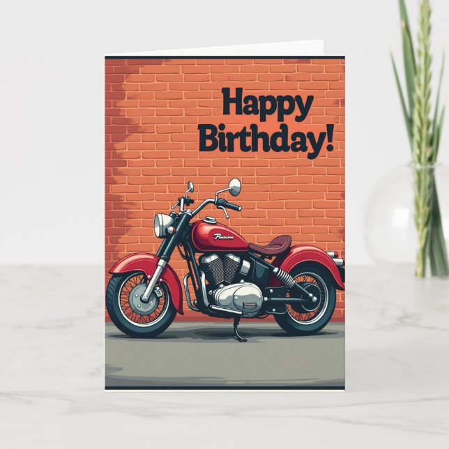 Tarjeta de cumpleaños de motocicleta roja (Anverso)