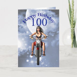 Tarjeta de cumpleaños de motociclista chica