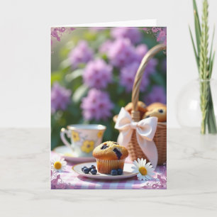 Tarjeta de cumpleaños de muffin de arándanos