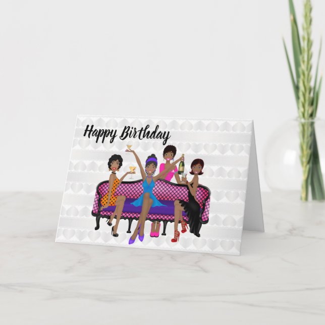 Tarjeta de cumpleaños de mujer afroamericana (Anverso)